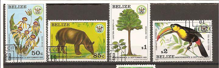 21793 - Belize - serie completa usata: Indipendenza - flora e fauna locale