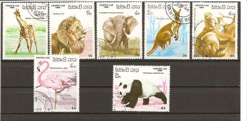 30920 - Laos - serie completa usata: Animali in via di estinzione