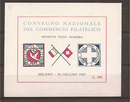 21948 - Convegno nazionale del commercio filatelico - Riunione Italo-Svizzera - 1947 - nuovo