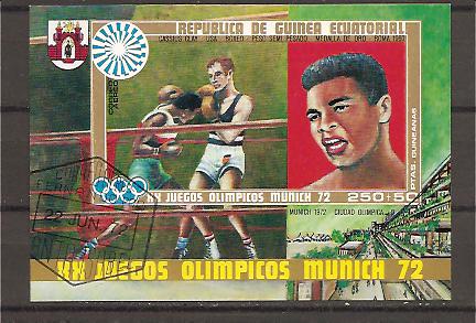 22131 - Guinea Equatoriale - foglietto non dentellato usato: Cassius Clay - Medaglia d oro alle Olimpiadi di Roma 1960