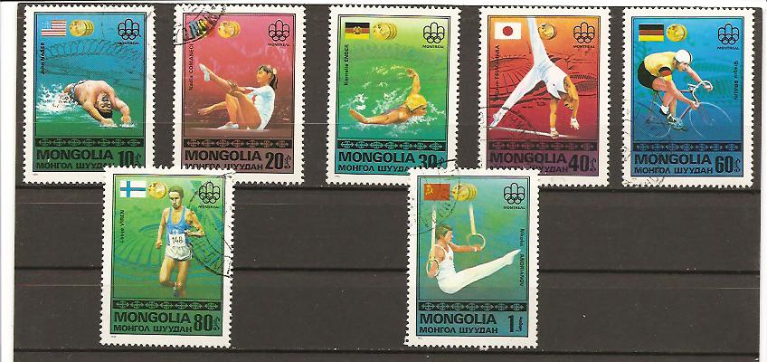 22185 - Mongolia - serie completa usata: Vincitori di medaglie d oro ai Giochi Olimpici di Montreal 1976