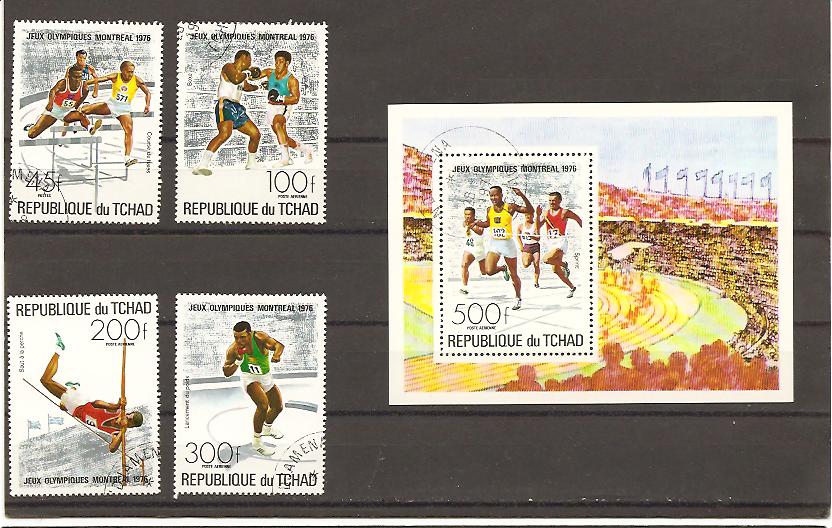 22188 - Ciad - serie completa usata + foglietto: Giochi Olimpici di Montreal 1976