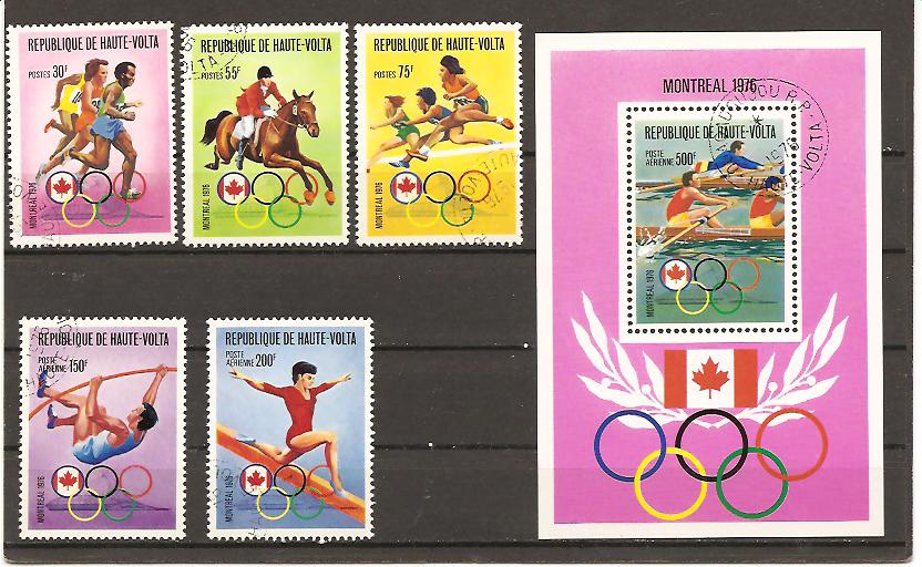 22191 - Alto Volta - serie completa usata + foglietto: Giochi Olimpici di Montreal 1976