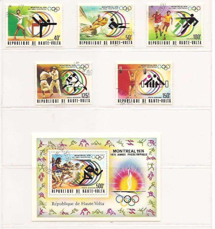 22197 - Alto Volta - serie completa usata + foglietto: Giochi Olimpici di Montreal 1976