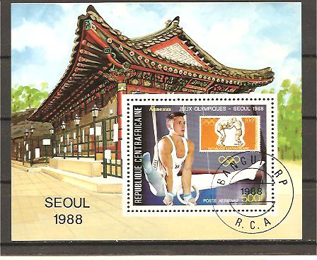 22760 - Centrafrica - foglietto usato: Olimpiadi di Seul 1988