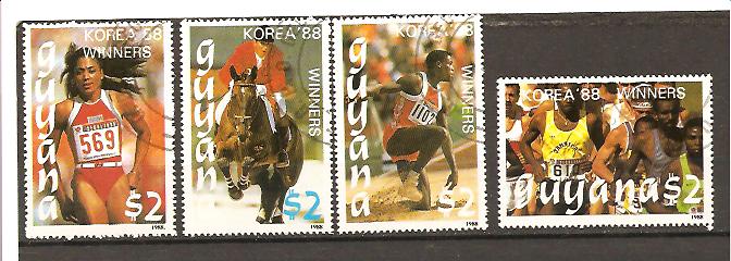 31116 - Guyana - serie completa usata: Vincitori delle Olimpiadi di Seul 1988