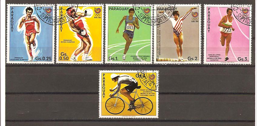 22802 - Paraguay  - serie completa usata: verso le Olimpiadi di Seul 1988