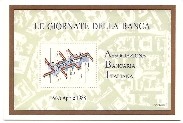 22872 - Italia - foglietto erinnofilo nuovo con astuccio contenitore: Le Giornate della Banca - edito dall ABI - 1988