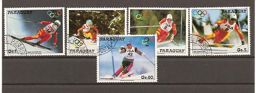 22906 - Paraguay  - serie completa usata: Olimpiadi di Calgary 1988