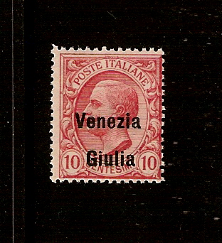 22960 - VENEZIA GIULIA -TERRE REDENTE-1918 VALORE NUOVO S.T.L. DA 10 C. ROSA (iTALIA N. 82) SOPRASTAMPATO-IN OTTIME CONDIZIONI.