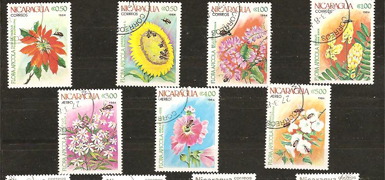 22968 - Nicaragua - serie completa usata + posta aerea: Fiori