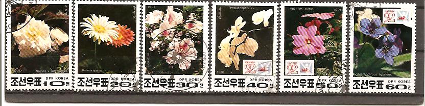 23111 - Corea del Nord - serie completa usata: Fiori