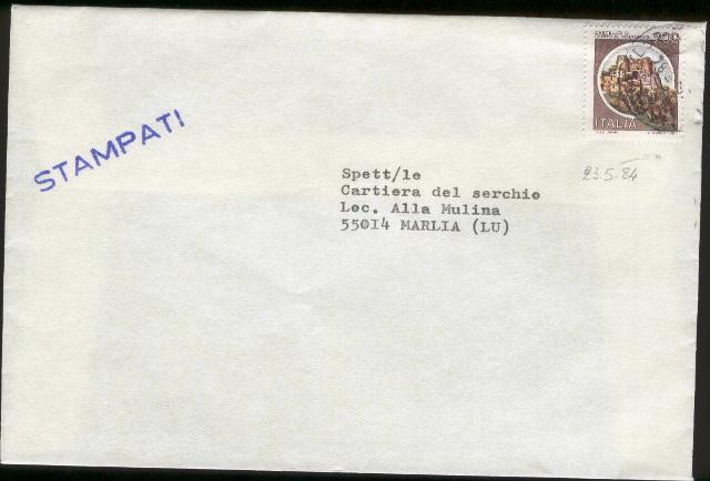 23662 - Cast. L.200 su busta stampe Marlia 23.5.1984