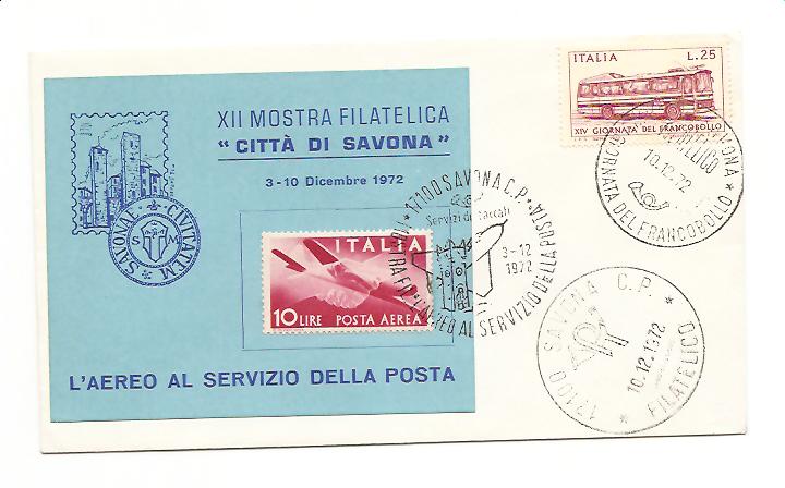 23775 - Italia - busta commemorativa con annullo speciale della XII Mostra Fialtelica Citt di Savona- L aereo al servizio della Posta
