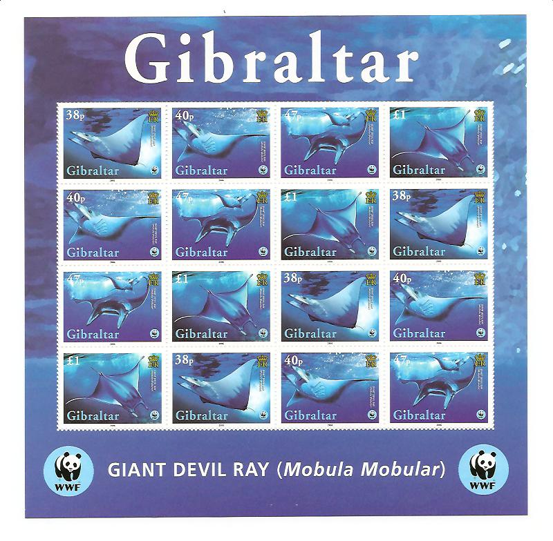 23801 - Gibilterra - foglietto nuovo: WWF Manta