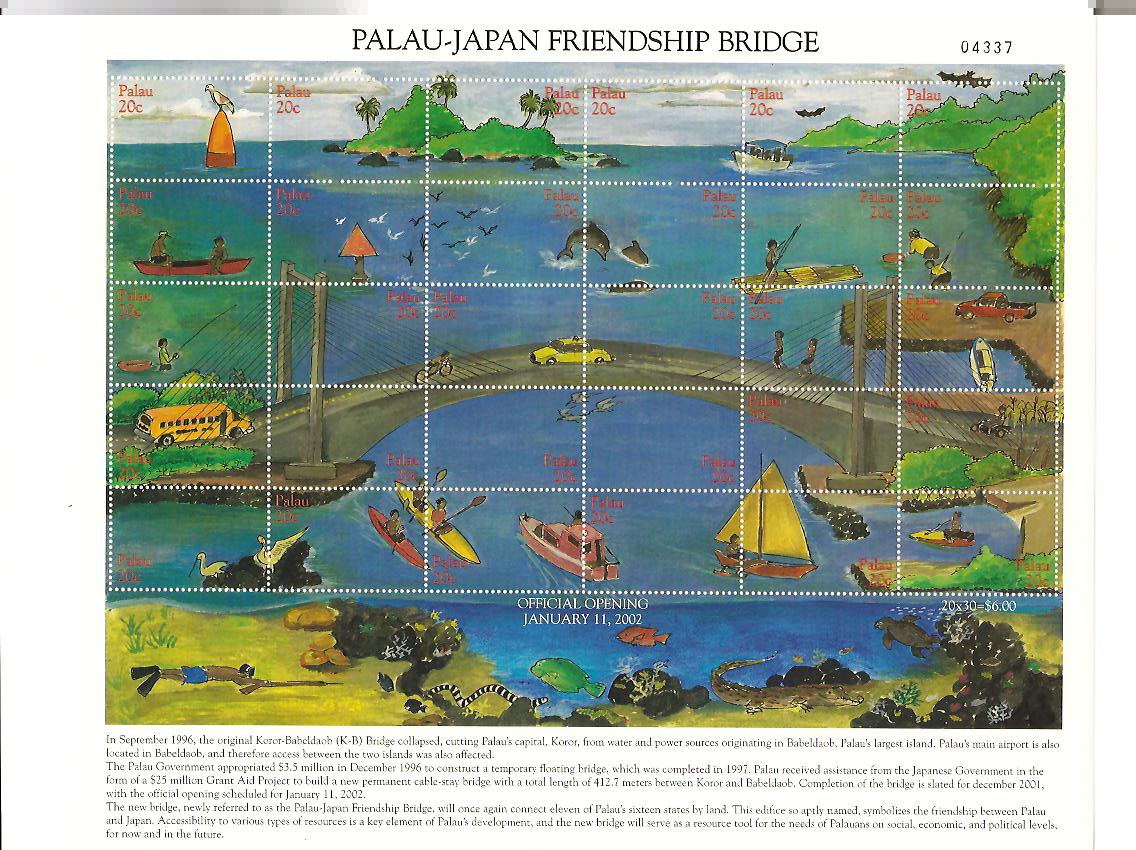 23942 - Palau - Foglietto nuovo: Il ponte dell amicizia Palau-Giappone