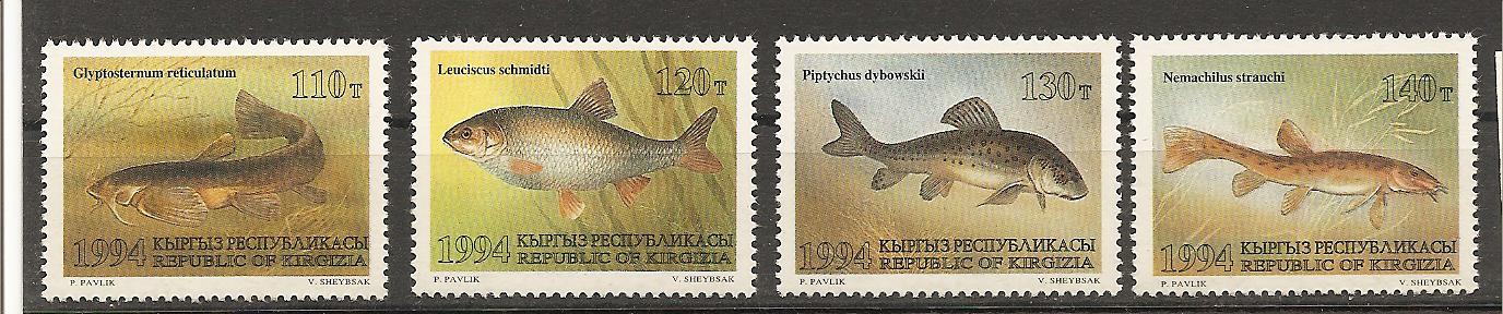 24145 - Kirghizistan - serie completa nuova: Pesci d acqua dolce