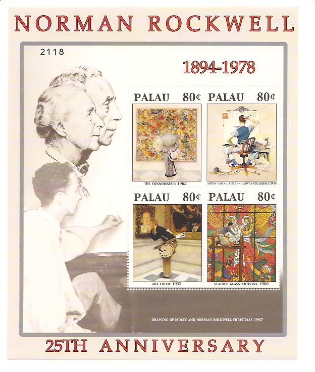 24277 - Palau - foglietto nuovo: In ricordo di Norman Rockwell