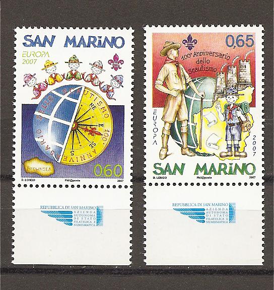 24396 - San Marino - serie completa nuova: 100 anniversario dello scoutismo con appendice