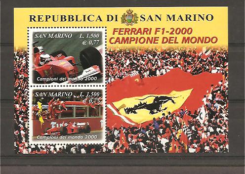 25032 - San Marino - foglietto nuovo: Ferrari F1-2000 Campione del Mondo