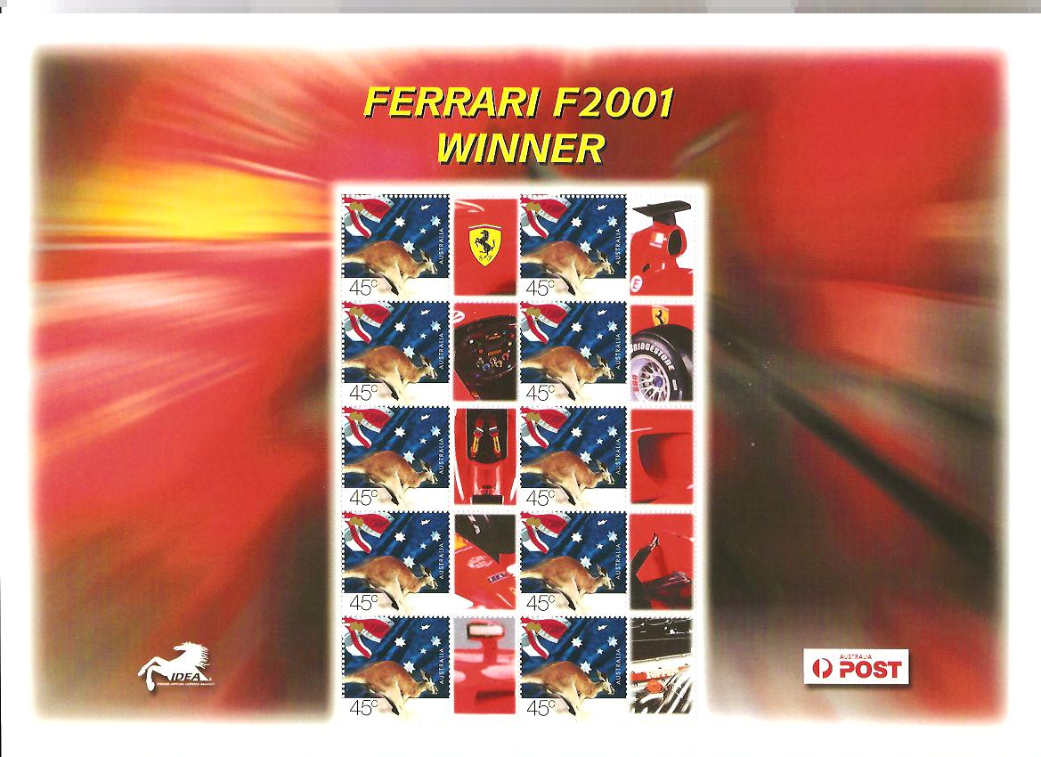 25174 - Australia - foglietto nuovo in edizione limitata per Bolaffi: Ferrari vincitrice del GP del 2001