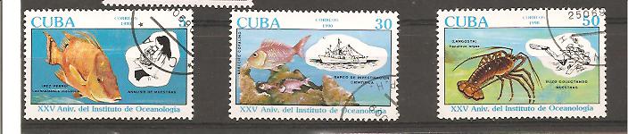 25190 - Cuba - serie completa usata: XXV Anniversario dell istituto di Oceanografia