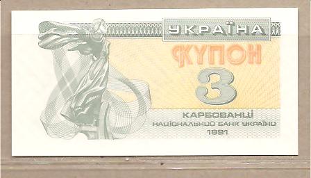 25407 - Ucraina - banconota non circolata da 3 Karbovanez - 1991 -