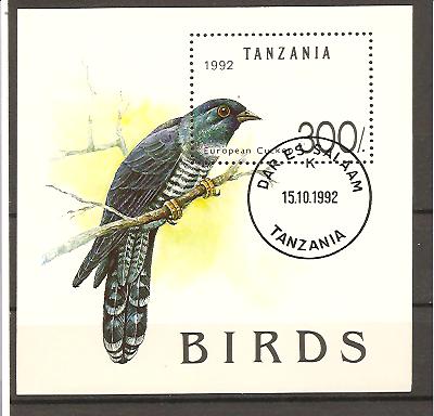 25448 - Tanzania - foglietto usato: Uccelli