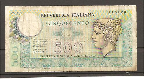 25501 - Italia - banconota circolara da 500 Lire - 1976 -
