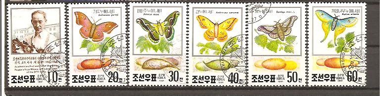 25563 - Corea del Nord - serie completa usata: Farfalle