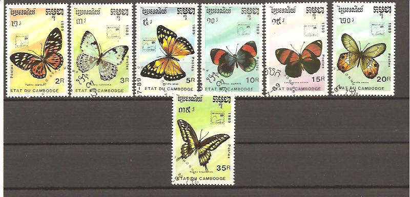 26603 - Cambogia - serie completa usata: Farfalle