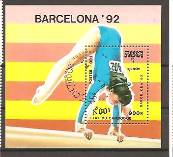 25665 - Cambogia - foglietto usato: Olimpiadi di Barcellona 1992