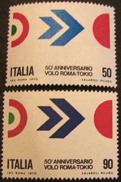 25768 - 1970 - Cinquantenario del volo Roma-Tokio di Arturo Ferrarin. Unif. n.1120/21  **
