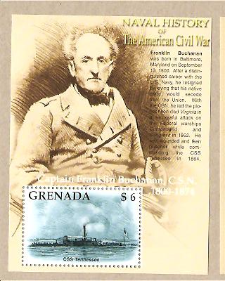 25855 - Grenada - foglietto nuovo: Storia Navale della Guerra Civile Americana - CSS Tennessee