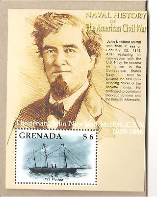 25858 - Grenada - foglietto nuovo: Storia Navale della Guerra Civile Americana - CSS Florida