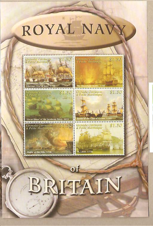 25881 - Grenadine - serie completa nuova in foglietto: Navi Reali della Gran Bretagna