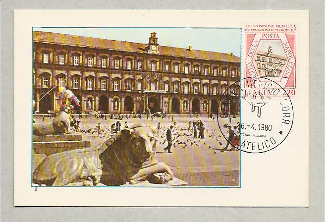 26399 - Italia - cartolina maximum: XX esposizione filatelica di Napoli  Europa  80