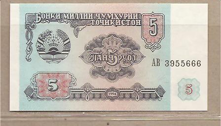 26429 - Tagikistan - banconota non circolata da 5 Rubli - 1994 -