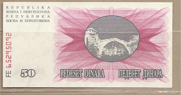 26481 - Bosnia Erzegovina - banconota non circolata da 50 Dinari - 1992 -