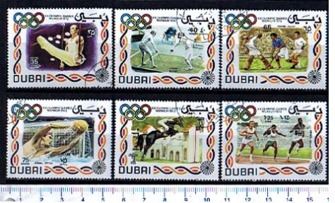 26540 - DUBAI  - 	1972-3101  *	Giochi olimpici di Monaco,Munich Olympic Games - 6 valori serie completa timbrata,C.T.O.coplete set  # 408-13	