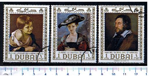 26560 - DUBAI  1967-1736a	Dipinti famosi del pittore Rubens e Murillo - 3 valori timbrati  # 262-64