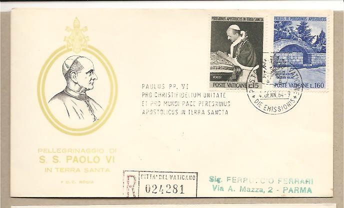 26627 - Vaticano - busta fdc: Pellegrinaggio di S.S. Paolo VI in Terra Santa