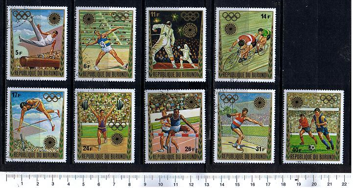 26886 - BURUNDI  1972-2529  Giochi Olimpici di Monaco - 9 valori serie completa timbrata - Yvert # 503/7+A245/8