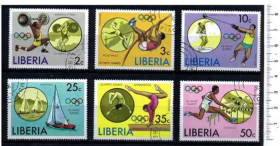 27095 - LIBERIA  1976-3599  Giochi olimpici di Montreal - 6 valori serie completa timbrata - Yvert # 706/11