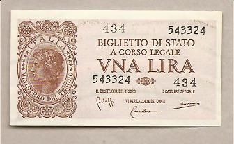 27227 - Italia - banconota da 1 Lira fior di stampa