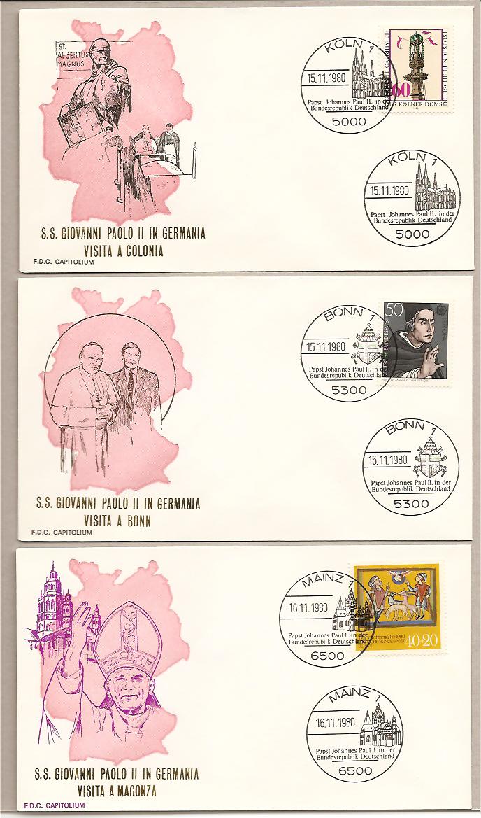 27237 - * Germania Occ. - 7 buste comm. del Viaggio di S.S. Giovanni Paolo II con annulli speciali - 1980 -