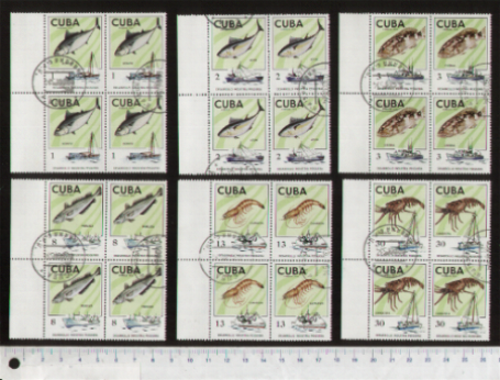 27292 - CUBA 1975-3482 Pesci e battelli da pesca - quartina di 6 valori serie completa timbrata - Yvert # 1827/32