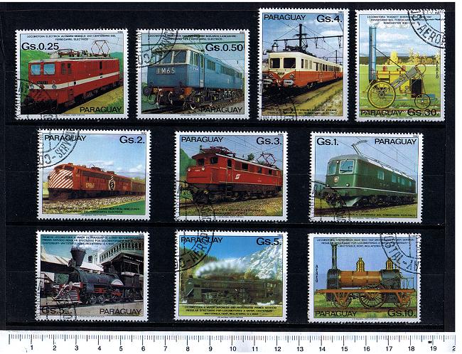 27431 - PARAGUAY,  Anno 1980-265  Centenario della ferrovia elettrica  -  10  valori serie completa timbrata