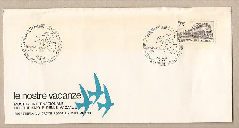 28020 - Italia - busta con annullo speciale: Mostra  Le ns. Vacanze  a Milano - 1971 -