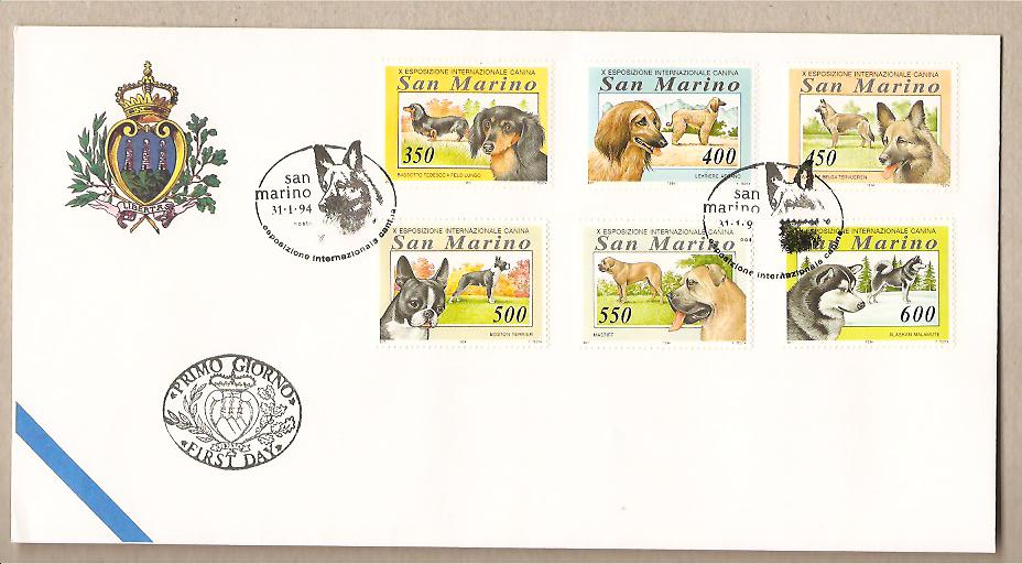 28113 - San Marino - busta fdc con serie completa ed annullo speciale: X esposizione canina internazionale